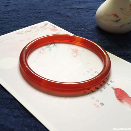 天然冰種胭脂紅玉髓手鐲細圓條美人叮噹手鐲紅瑪瑙手鐲子手環