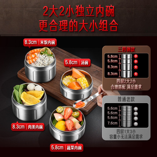 ssgp 保溫飯盒桶316L保溫家用上班族大容量學生多層便當盒冬天