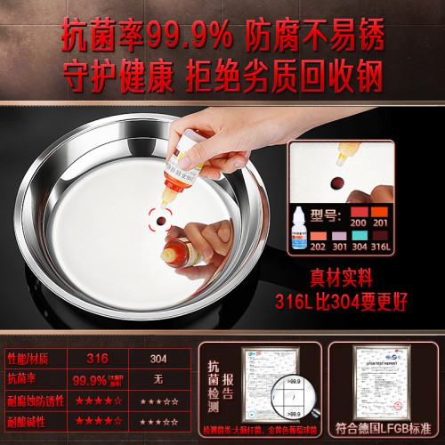 ssgp 加厚316L不鏽鋼盤食品級盤子圓盤菜盤家用碟子湯盤意面盤