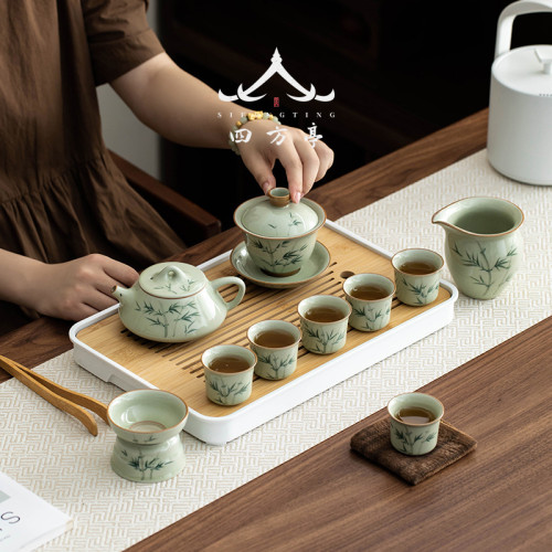 2024新款手繪釉下彩茶具套裝茶盤茶杯茶壺景德鎮陶瓷禮盒高檔輕奢