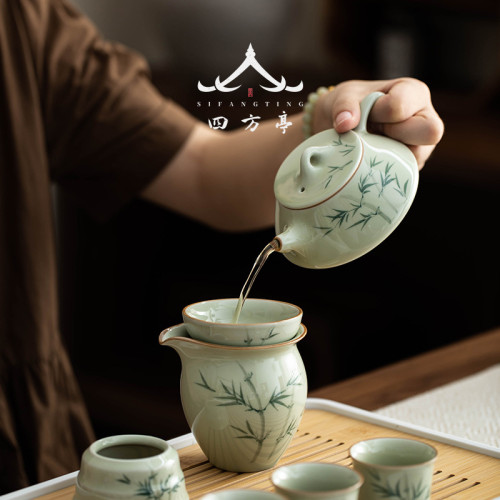 2024新款手繪釉下彩茶具套裝茶盤茶杯茶壺景德鎮陶瓷禮盒高檔輕奢