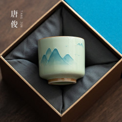 手繪釉下彩功夫茶杯單個陶瓷茶碗個人專用景德鎮茶盞茶具主人杯