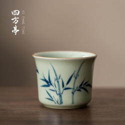 手繪釉下彩功夫茶杯套裝茶盞陶瓷茶碗喝茶景德鎮茶具主人杯6衹