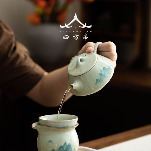 2024新款手繪釉下彩茶具套裝茶盤一體茶杯茶壺景德鎮陶瓷高檔輕奢