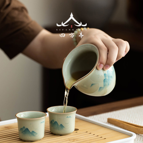 2024新款手繪釉下彩茶具套裝茶盤一體茶杯茶壺景德鎮陶瓷高檔輕奢