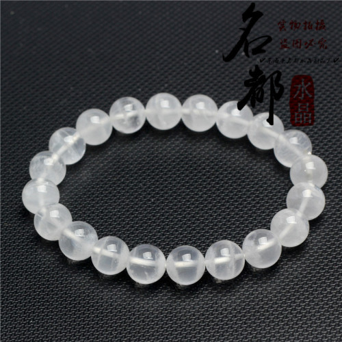 名來都水晶 天然千層白幽靈手鏈 白幽靈圓珠手鏈 DIY時尚飾品