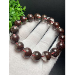 永韻水晶 天然7A級紅綠幽靈圓珠手鏈  老料紅幽靈散珠手串 