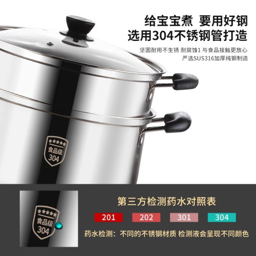 304三層鋼加厚不鏽鋼湯鍋家用煮粥鍋煲湯鍋不沾火鍋煤氣電爐鍋具