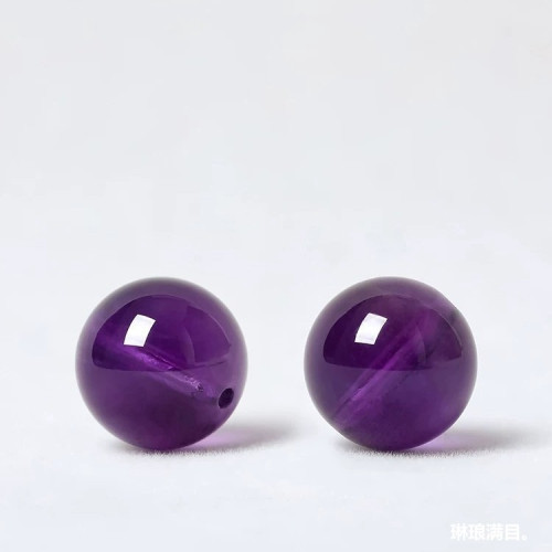 天然紫水晶散珠單珠流行時尚DIY設計配件紫水晶圓珠飾品