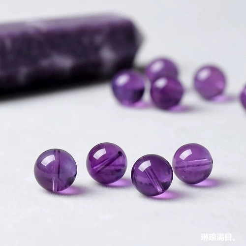 天然紫水晶散珠單珠流行時尚DIY設計配件紫水晶圓珠飾品