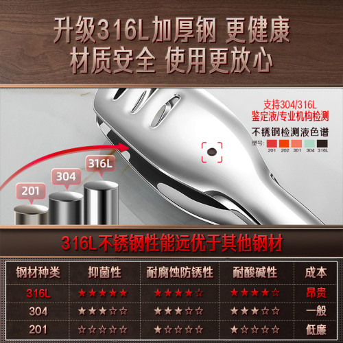 三四鋼316L夾子食品夾廚房夾菜防燙夾耐高溫烤肉燒烤夾家用煎牛排
