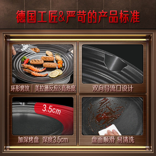SSGP 燒煎盤不沾陶瓷鐵板韓式烤肉盤 燒烤盤家用加深無塗層烤盤
