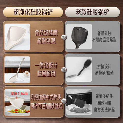 三四鋼矽膠鍋鏟 不粘鍋專用食品級矽膠鏟耐高溫炒菜鏟子防燙