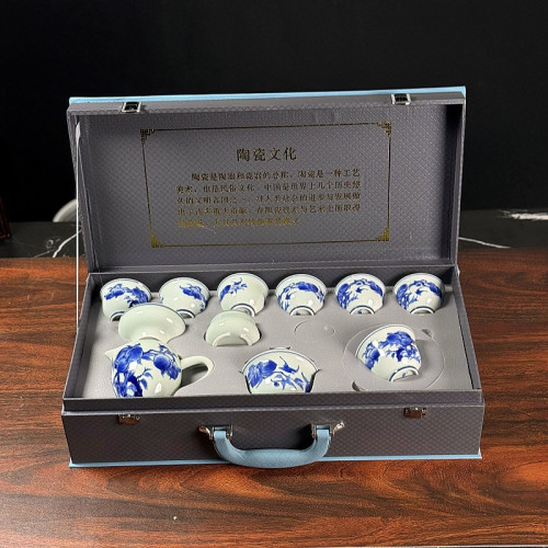 高檔青花瓷手工全套茶具功夫茶具主人杯懸停旋轉三才蓋碗辦公家用