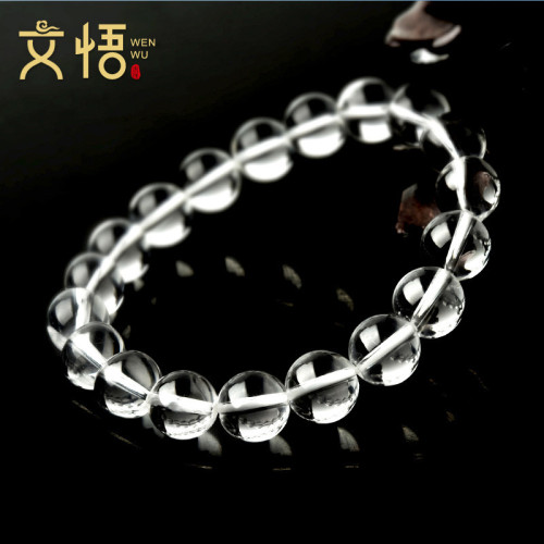天然白水晶手鏈散珠單圈透明珠子圓珠108顆彿珠念珠原石手串男女