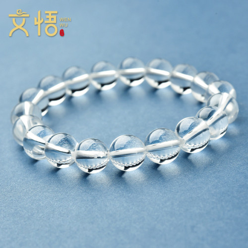 天然白水晶手鏈散珠單圈透明珠子圓珠108顆彿珠念珠原石手串男女