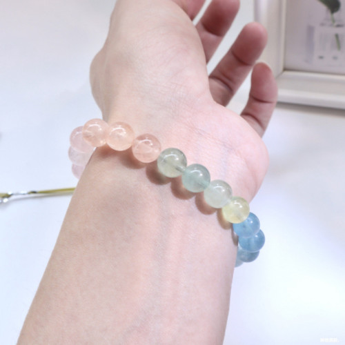 天然摩根石手鏈女款馬卡龍彩虹漸變摩根石手串女夏季飾品
