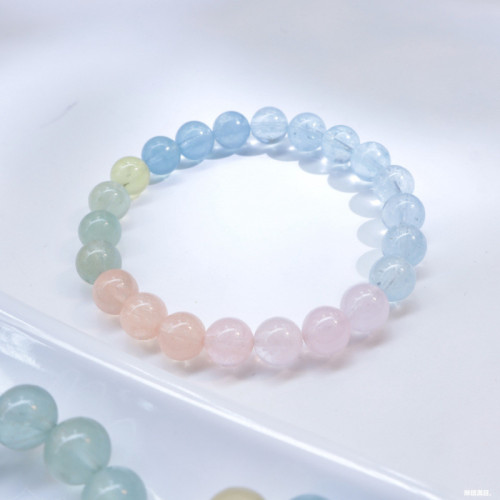 天然摩根石手鏈女款馬卡龍彩虹漸變摩根石手串女夏季飾品