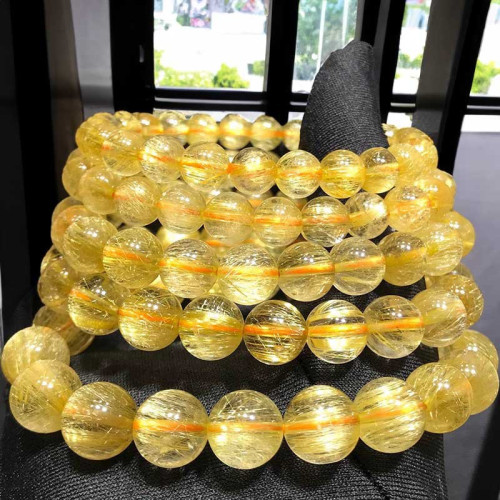 天然金髮晶手鏈女巴西水晶金鈦晶黃髮晶黃水晶石維納斯手串男