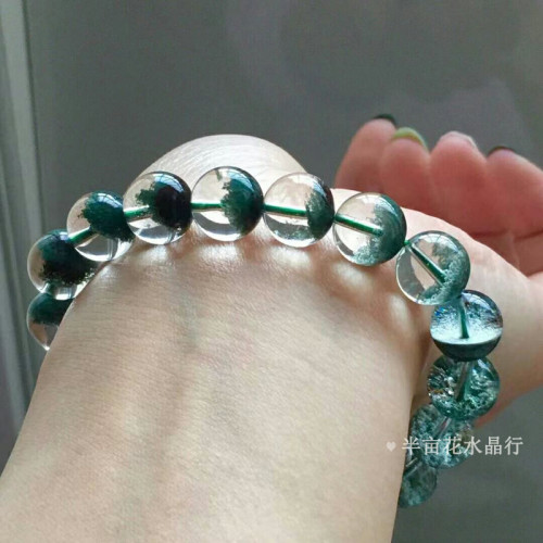 巴西綠幽靈手串女聚寶盆半盆千層滿天星四季幽靈水晶手鏈男情侶款