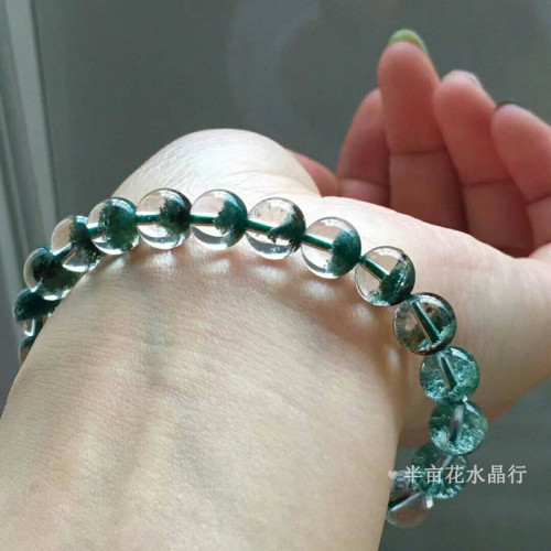 巴西綠幽靈手串女聚寶盆半盆千層滿天星四季幽靈水晶手鏈男情侶款