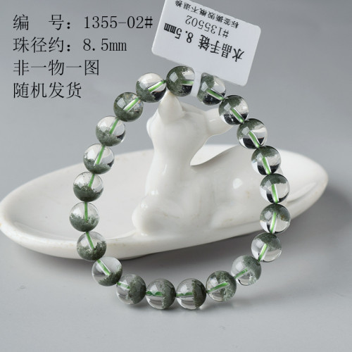 天然巴西綠幽靈手串女男款綠幽靈手鏈聚寶盆手鏈異象水晶散珠原石
