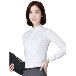 秋季職業白襯衫女長袖上衣OL學生襯衣大碼商務正裝面試工作服寸衫