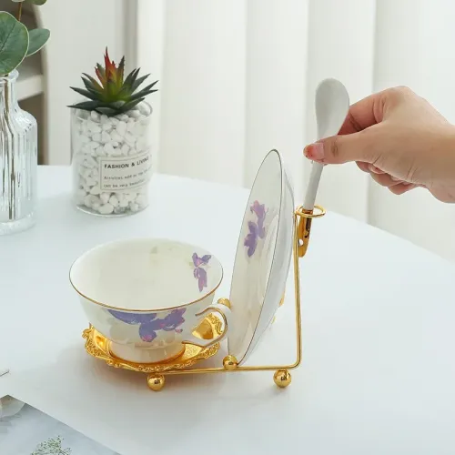 鐵藝杯架下午茶咖啡杯碟收納酒杯托盤收納家用茶杯展示架
