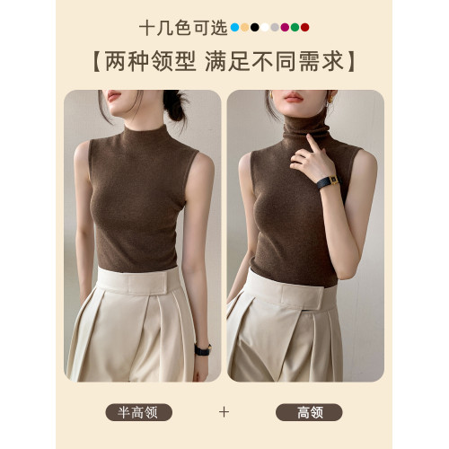 早鞦新品皮衣坎肩羊毛針織背心